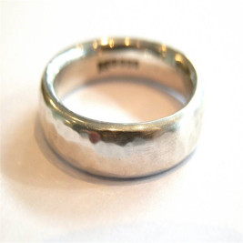 Mens Silver Hammered Ring