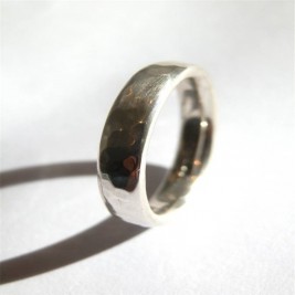 Mens Silver Hammered Ring