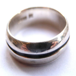 Mens Silver Oxidized Band Ring