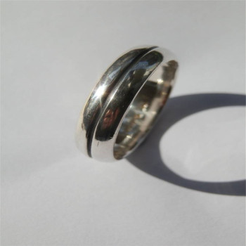 Mens Silver Oxidized Band Ring