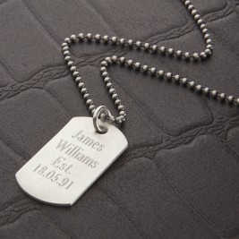 Personalised Brushed Sterling Silver Dog Tag Necklace