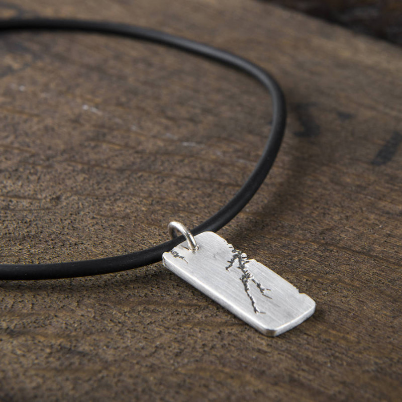 Men's Strike Silver Pendant Men's Strike pendant on a rubber length