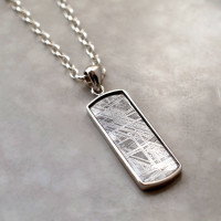 Meteorite And Silver Rectangular Necklace