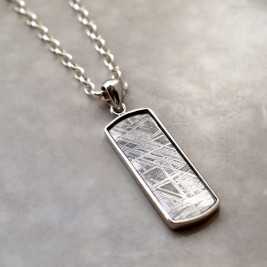 Meteorite And Silver Rectangular Necklace