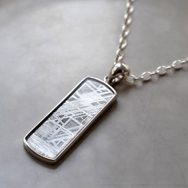 Meteorite And Silver Rectangular Necklace