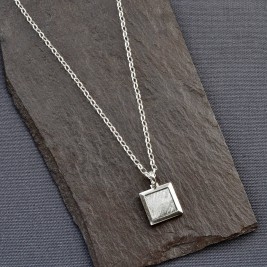Meteorite And Silver Square Necklace