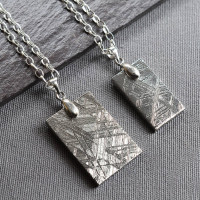 Meteorite And Silver Tag Necklace