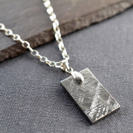 Meteorite And Silver Tag Necklace