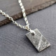 Meteorite And Silver Tag Necklace