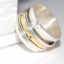 Silver And Gold Spinning Band Ring