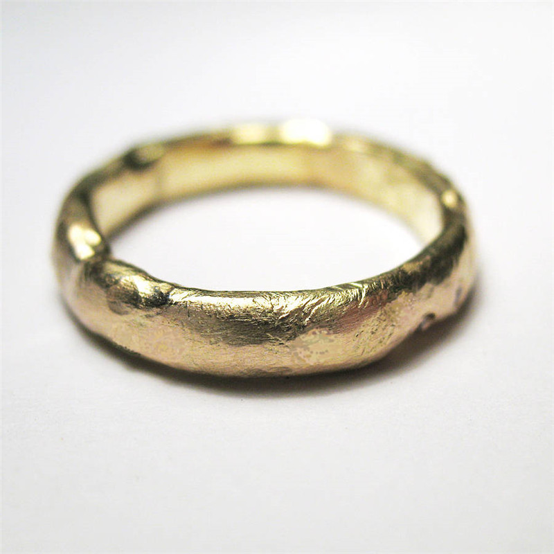 Handmade organic D-section ring, 4 mm wide