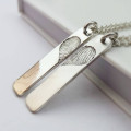 Pair of inked fingerprint heart pendant necklaces