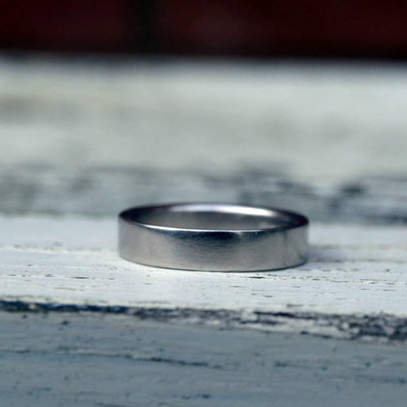 18ct White Gold Flat Wedding Band product view
