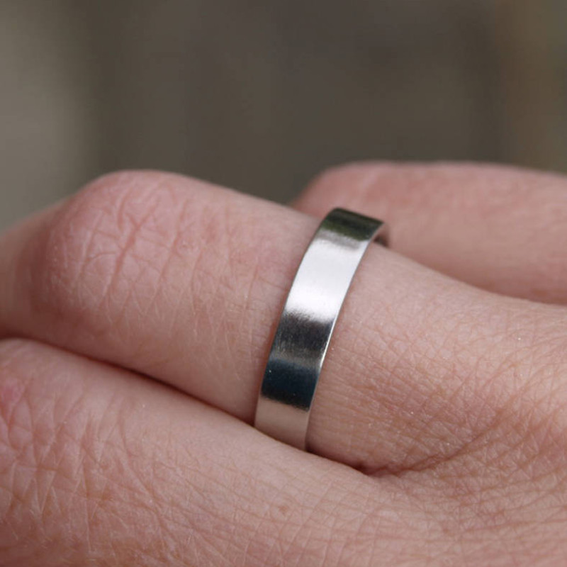 18ct White Gold Flat Wedding Band product view