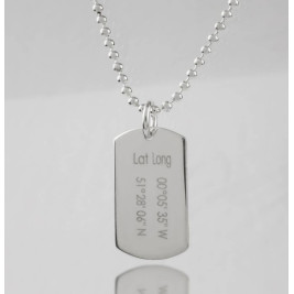 Personalised Coordinates Dog Tag Necklace