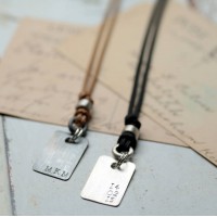 Corded Dog Tag Necklace with Engraved Text