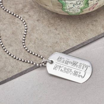 Personalised Location Coordinates Silver Necklace