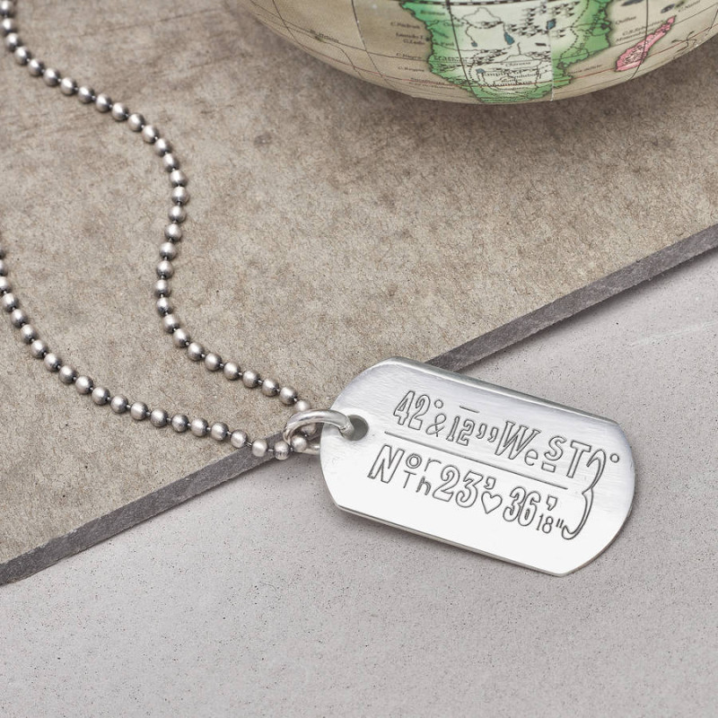 Personalised Location Coordinates Dogtag Necklace Personalised location coordinates dogtag necklace