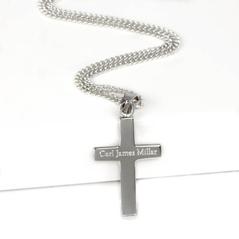 Personalised Mens Silver Cross Pendant Personalised Mens Silver Cross Pendant