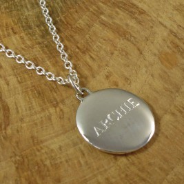 Personalised Mens Silver Pebble Necklace