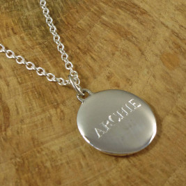 Personalised Mens Silver Pebble Necklace