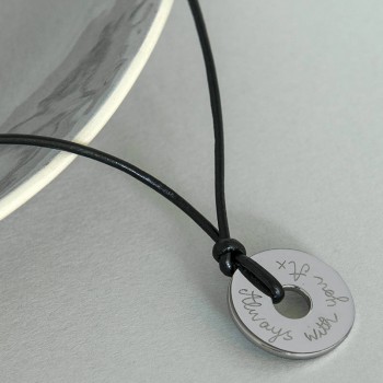 Personalised Mens Sterling Silver Open Disc Necklace