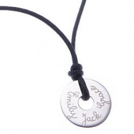Personalised Mens Sterling Silver Open Disc Necklace
