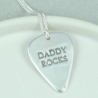 Personalised Mens Silver Plectrum Necklace