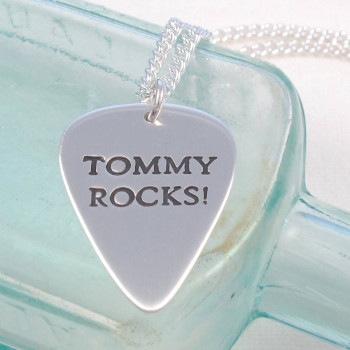 Personalised Mens Silver Plectrum Necklace Personalised Mens Silver Plectrum Necklace
