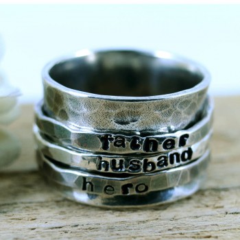 Personalised Mens Sterling Silver Spinner Ring