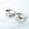 Personalised Round Initial Silver Signet Ring Personalised round initial signet ring product image