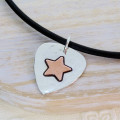 Personalised Silver and Copper Guitar Pick Pendant Personalised silver and copper guitar pick pendant