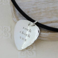 Personalised Silver and Copper Guitar Pick Pendant Personalised silver and copper guitar pick pendant