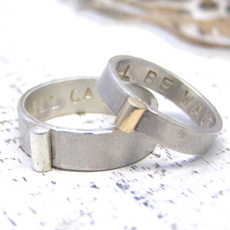 Personalised Silver and Gold His and Hers Rings Personalised silver and gold his and hers rings