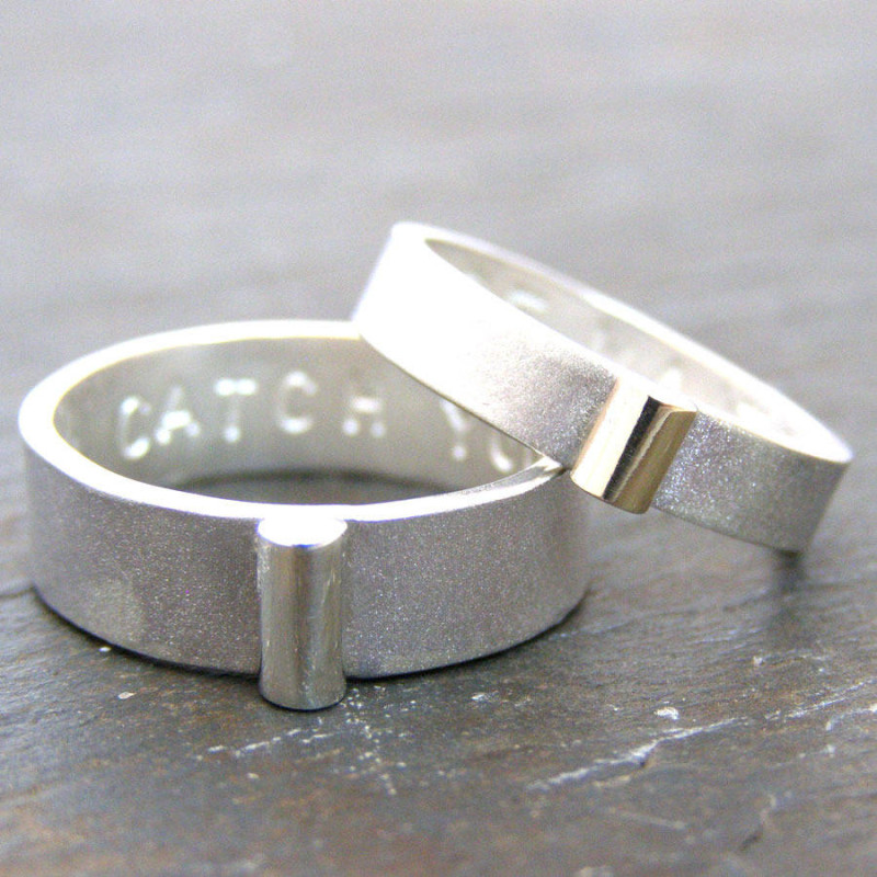Personalised Silver and Gold His and Hers Rings Personalised silver and gold his and hers rings