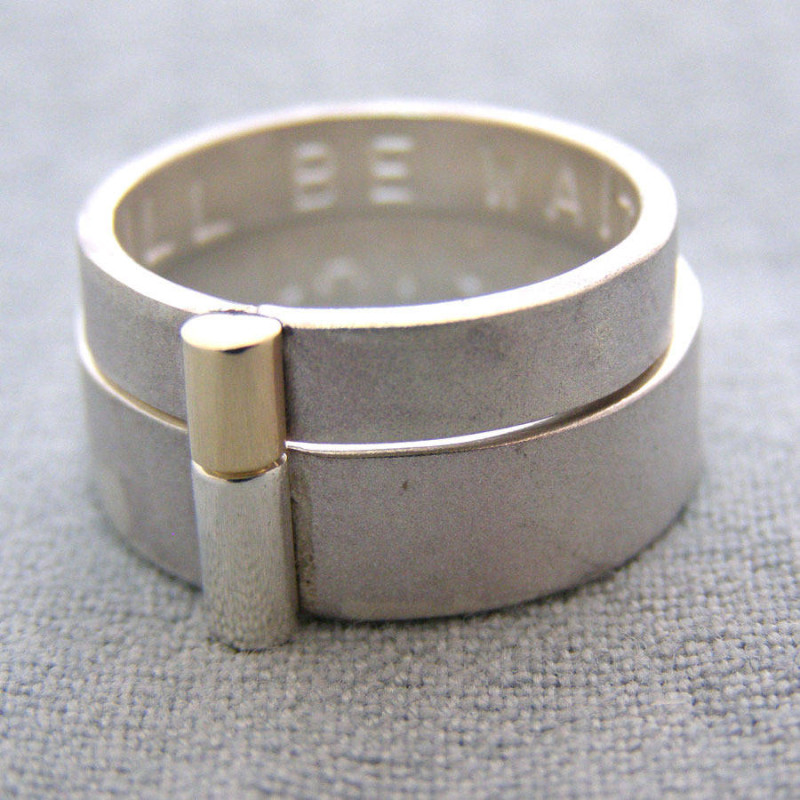 Personalised Silver and Gold His and Hers Rings Personalised silver and gold his and hers rings