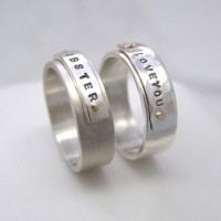 Personalised Silver And Gold Rivet Rings