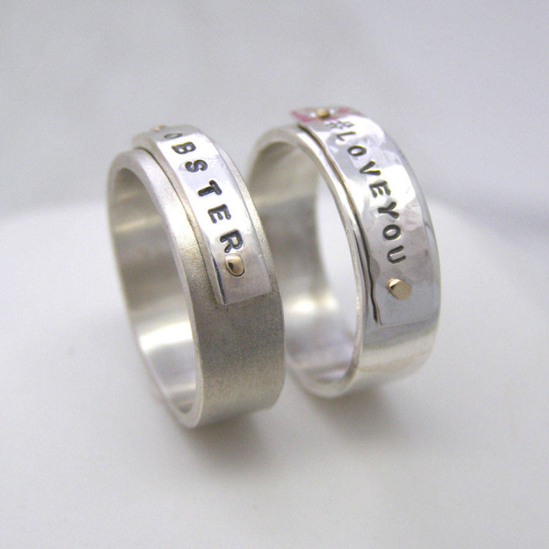 Personalised Silver and Gold Rivet Rings Personalised Silver and Gold Rivet Rings
