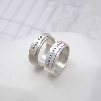 Personalised Silver And Gold Rivet Rings