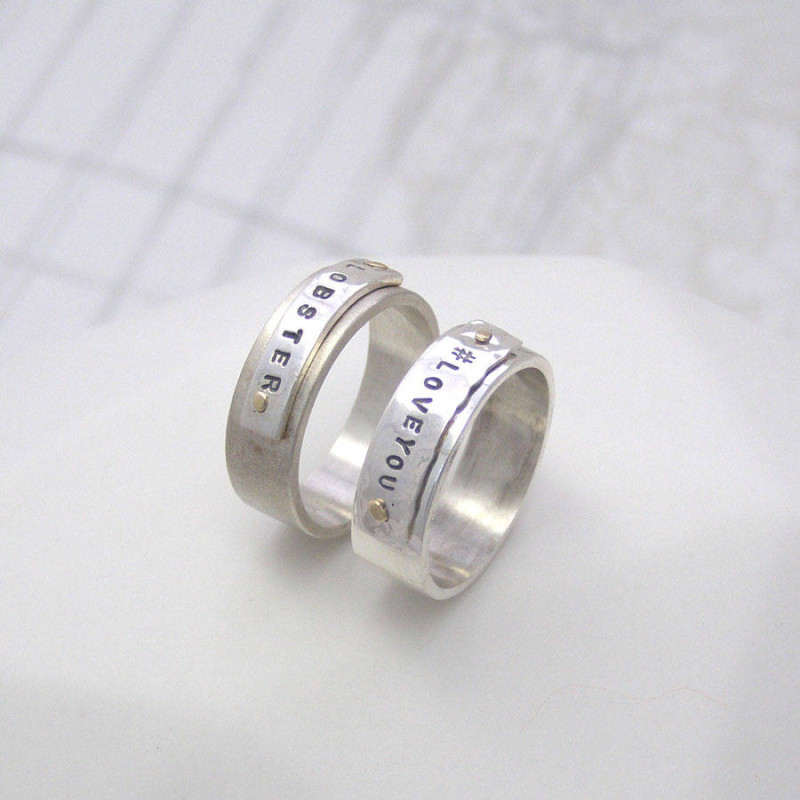 Personalised Silver and Gold Rivet Rings Personalised Silver and Gold Rivet Rings product view