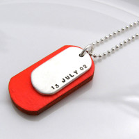 Personalised Silver And Wood Dog Tags