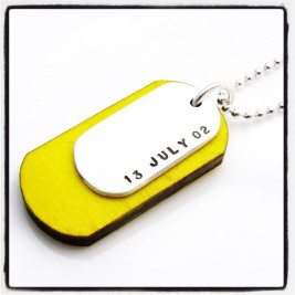 Personalised Silver And Wood Dog Tags