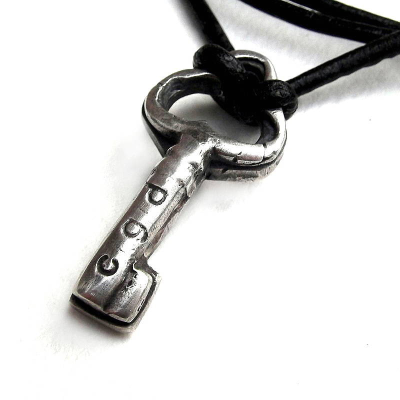 Personalised Silver Key Pendant Detail Personalised silver key pendant necklace detail