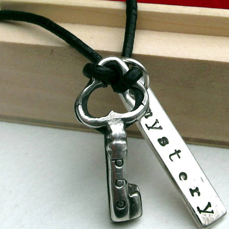 Personalised Silver Key Pendant Personalised silver key pendant necklace