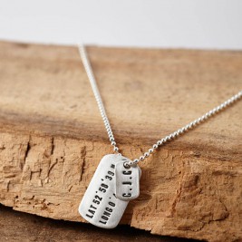Personalised Silver Location Dog Tag Necklace