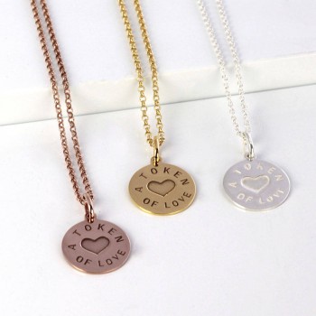 Personalised Silver And Gold Love Token Pendant