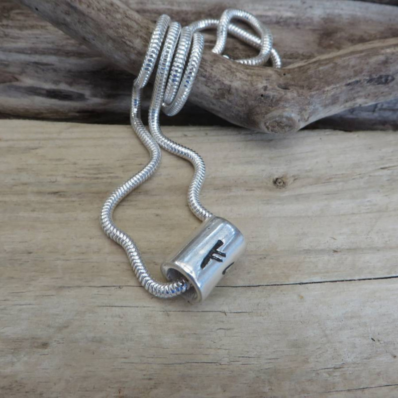 Personalised silver rune thong necklace
