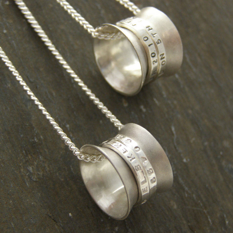 Personalised Silver Spinner Pendant Personalised Silver Spinner Pendant product image