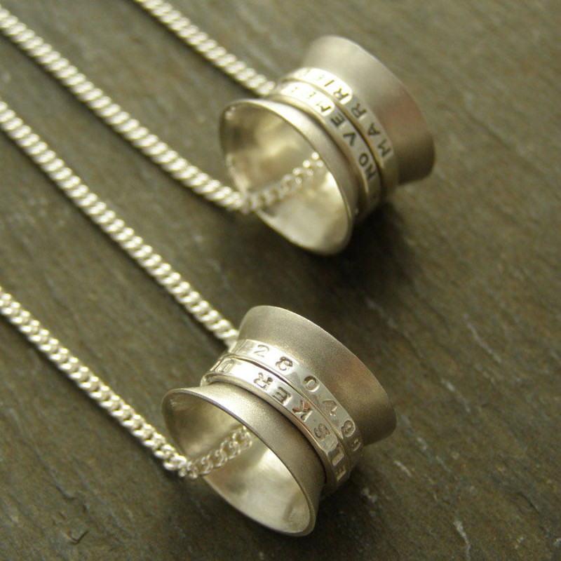 Personalised Silver Spinner Pendant Personalised Silver Spinner Pendant product image