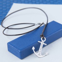 Mens Personalised Sterling Silver Anchor Necklace